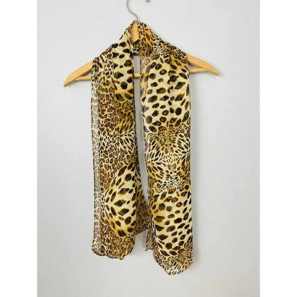 Leopard Print Women's Fashion Scarf, Lightweight Animal Print Scarf - Picture 2 of 5